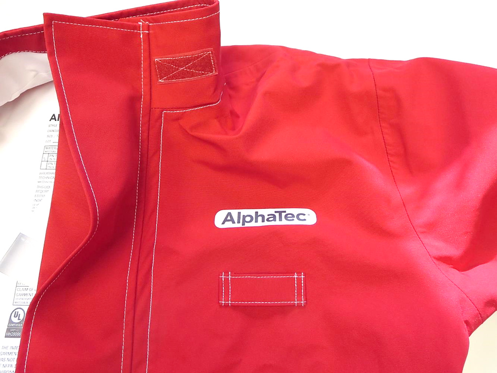 66-667 Ansell® AlphaTec® Red Polyester Chemical Coveralls 